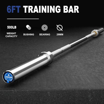 LIONSCOOL Premium 4ft/4.9ft/6ft Barbell for Strength Training and Olympic Weightlifting, 2 Inch Bar