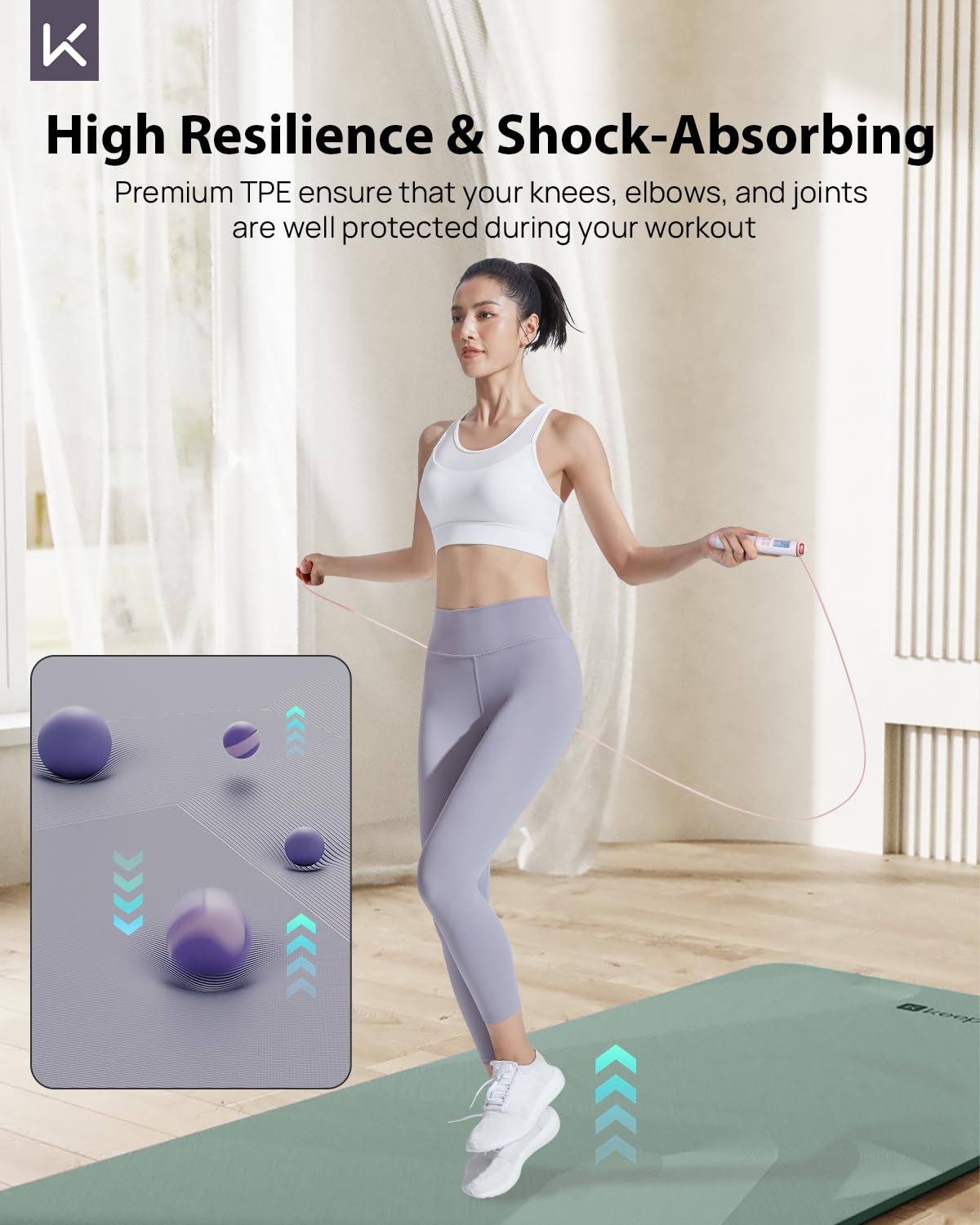 KEEP Non-Slip Large Yoga Mat,Extra Long and Wide Exercise & Fitness Mat( 72"Lx32"Wx7mm Thick) with
