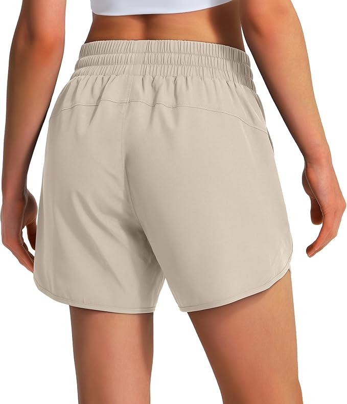 Ksmien Women's 5" Athletic Running Shorts Quick Dry Lightweight Workout Gym Shorts with Zipper