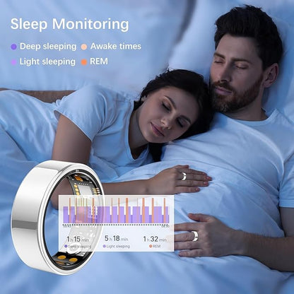 Ring Health Tracker for Women Men, Fit Ring with Heart Rate, Blood Oxygen, Sleep Monitor, Calories