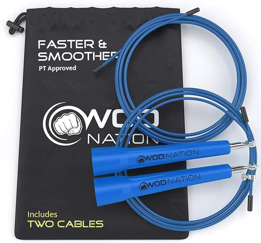 WOD Nation Adjustable Speed Jump Rope For Men, Women & Children - Blazing Fast Fitness Skipping