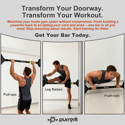PURRGRIT Adjustable Doorway Pull Up Bar No-Screw 440lbs