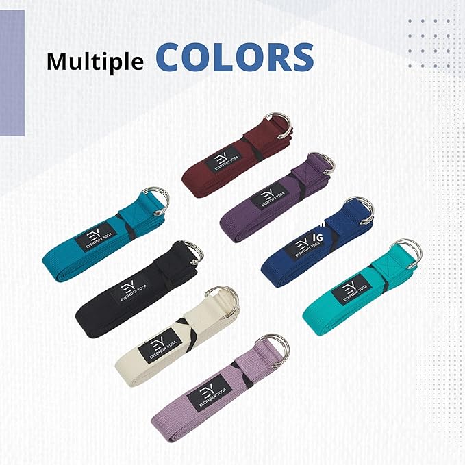 Everyday Yoga Super Strong Strap with Metal D-ring Buckle - Improve Flexibility, Stretching, and