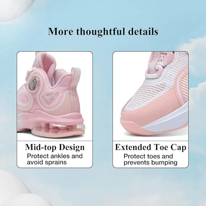 VITUOFLY Kids Basketball Shoes Boys Air Cushion Sneakers Girls Mid Top School Hoops Shoes Non-Slip