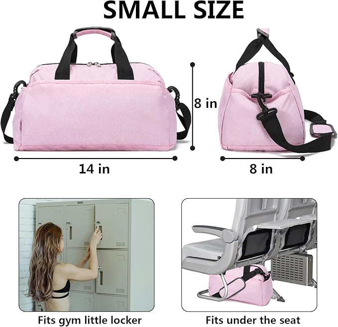14 inch Small Gym Bag for Women & Men, Mini Duffel Bag for Travel Sports Lightweight Carry On Bag