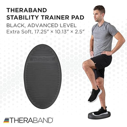 THERABAND Stability Trainer Pad, Advanced Level, Extra Soft, Black Foam Balance Pad for Physical