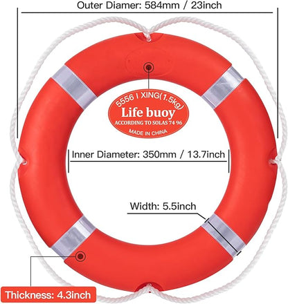 28/23 Inch Boat Safety Throw Ring Set, 98.4FT Floating Lifesaving Rope, 2.5/1.5 KG International