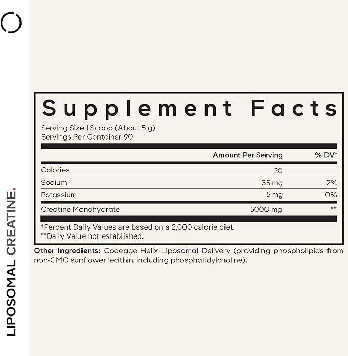 Codeage Liposomal Creatine Powder Supplement - 3-Month Supply - 5000mg Creatine Monohydrate Pre