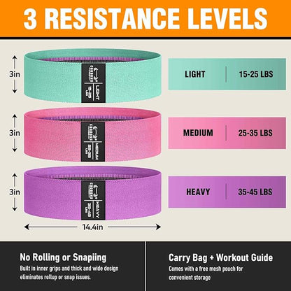 Fabric Resistance Bands for Working Out - Exercise Bands for Women and Men, Booty Bands for Legs