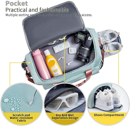 FIORETTO Women's Gym Duffle Bag with Shoes Compartment, 37L Capacity, Ideal for Travel, Gym