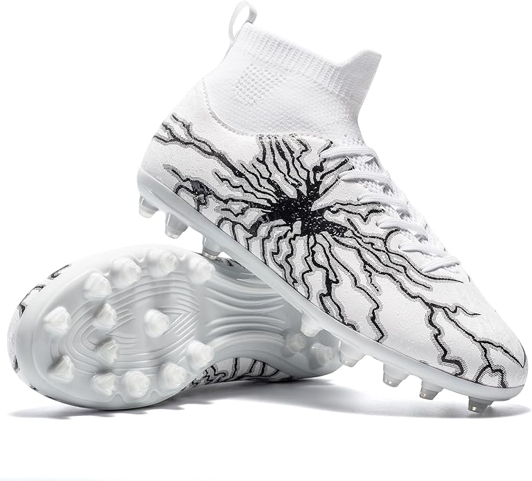 Kids Soccer Cleats Boys Girls Training Football Cleats Youth High-top Soccer Shoes for Little/Big