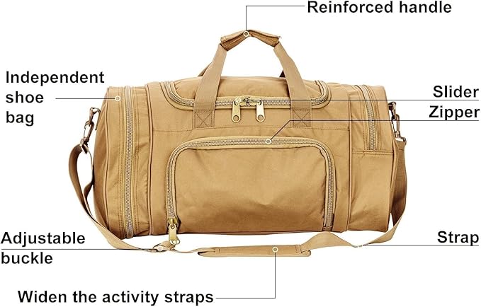 Tactical Travel Duffle Bag with Shoes Compartment Weekender Bags Carry On Overnight Bag For Men and