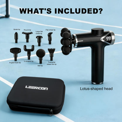 LEERCON Massage Gun Deep Tissue Back Massager for Pain Relief with 9 Heads