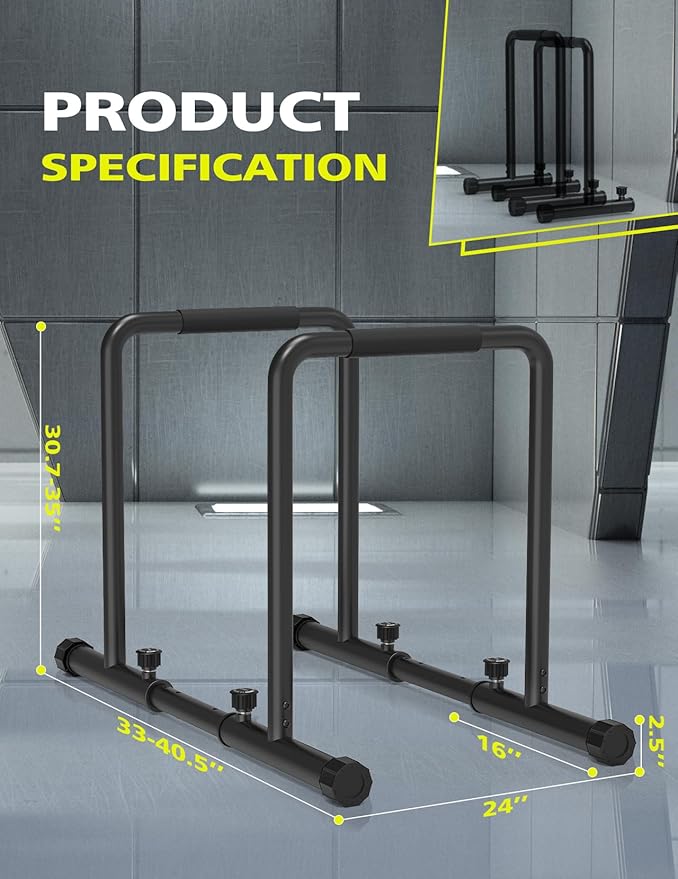 Dripex 1100lbs Adjustable Dip Bar Heavy Duty Steel Dip Station, Home Dip Stand with Two Safety