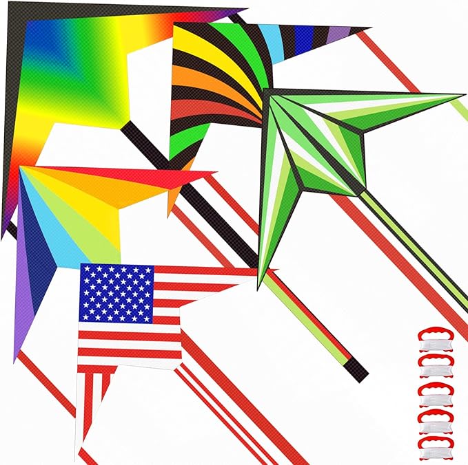 5 Pack Kites for Kids & Adults, Rainbow Butterfly Kite Delta Kites for Kids Age 4-8 8-12, Easy to