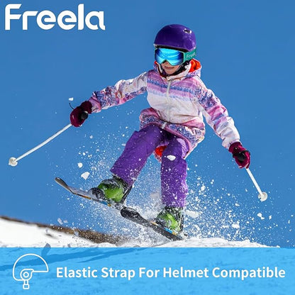 Freela Kids Ski Snowboard Goggles for Toddler(3-14) Youth Anti Fog Anti UV Goggles Girls Boys Snow