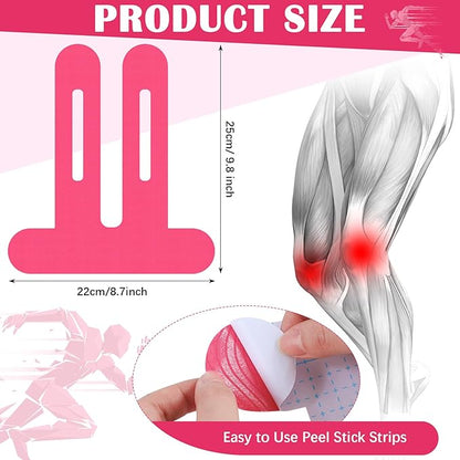 50 Pcs Precut Kinesiology Tape for Knees Pain Relief Elastic Waterproof Athletic Knee Tape for