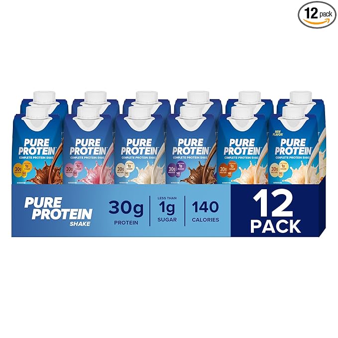 Pure Protein Protein Shake, 30g Complete Protein, Ready to Drink and Keto-Friendly, Vitamins A, C