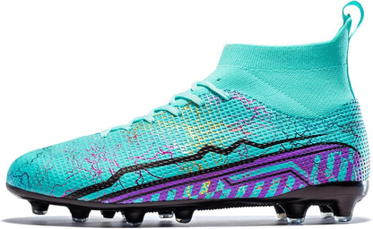 Soccer Cleats Mens Football Cleats Professional Soccer Shoes High-Tops Non-Slip Spikes for Big Boys