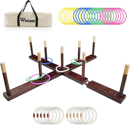 Ring Toss Game Outdoor - 33" Extra Large Outdoor Games for Adults and Family, Beechwood Giant