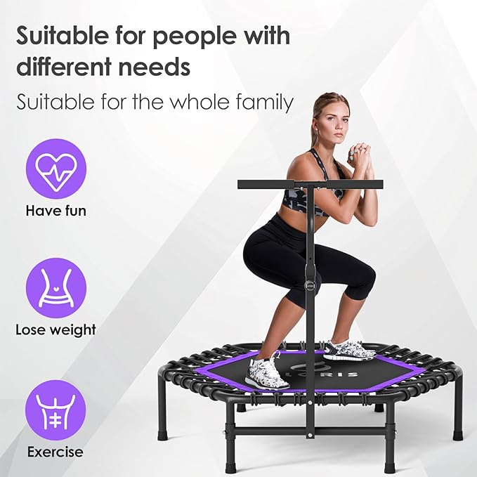 CLORIS 45'' Rebounder Trampoline for Adults - Max Load 450lbs, Mini Trampoline with Adjustable Foam