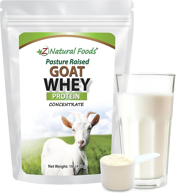 Z Natural Foods Goat Whey Protein Powder Concentrate - Undenatured, Unflavored, Pasture Raised Whey