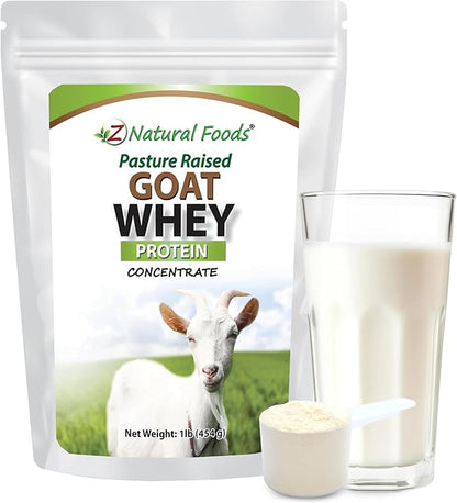 Z Natural Foods Goat Whey Protein Powder Concentrate - Undenatured, Unflavored, Pasture Raised Whey