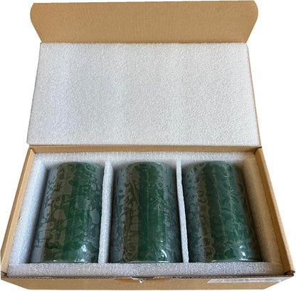 Mister Candle Dripless Unscented Pillar Candles, Set of 3 Hand Poured Solid Color Non-Scented