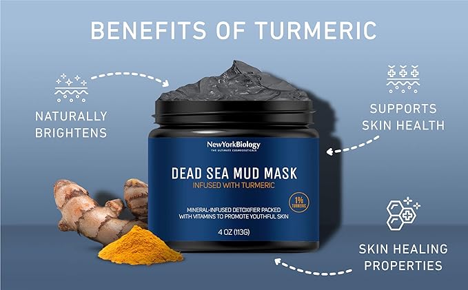 New York Biology Dead Sea Mud Mask for Face and Body | with Turmeric Oil | Spa Quality Pore Refiner