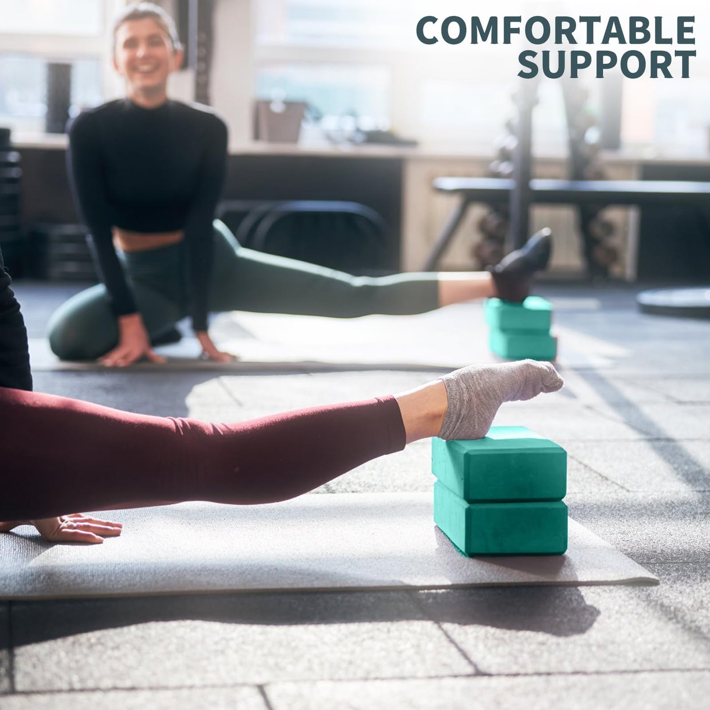 Yoga Blocks 2 Pack, 9x6x3in Pilates Block, Non-Slip Foam Brick for Exercise