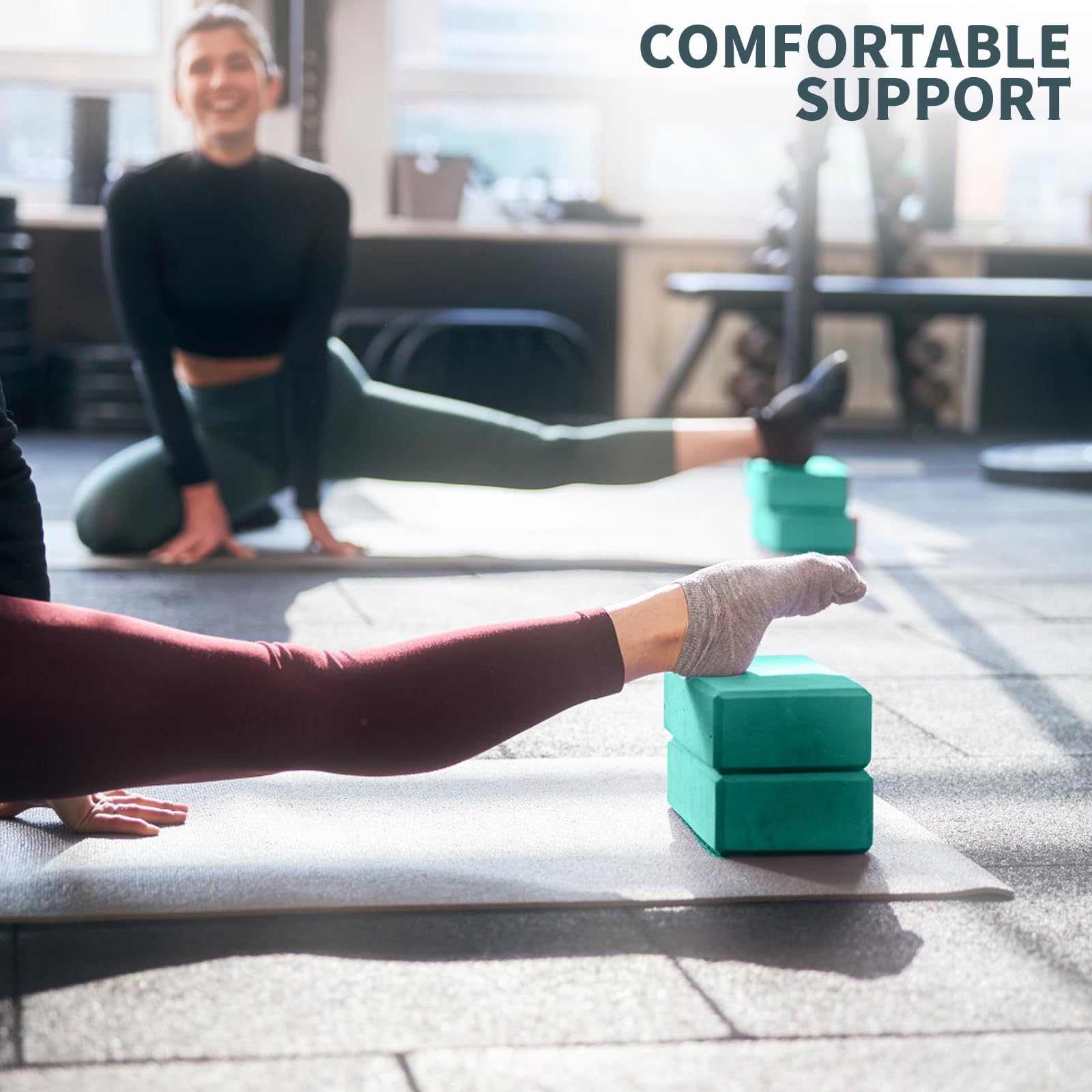 Yoga Blocks 2 Pack, 9x6x3in Pilates Block, Non-Slip Foam Brick for Exercise