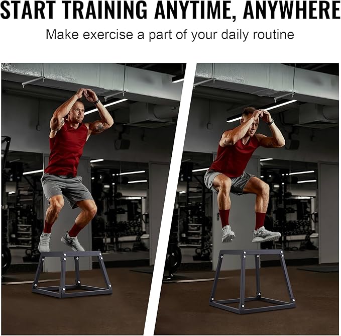 VEVOR Plyometric Jump Box, 18 Inch Plyo Box, Steel Plyometric Platform and Jumping Agility Box