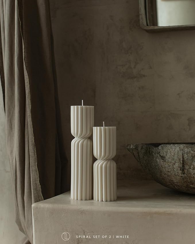 LAWA Spiral Spire Candle - Large Beautiful Handmade Pillar Scented Soy Wax Elegant Bubble Aesthetic