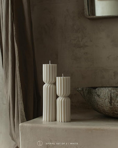 LAWA Spiral Spire Candle - Large Beautiful Handmade Pillar Scented Soy Wax Elegant Bubble Aesthetic