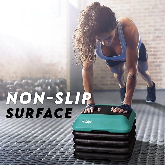 Yes4All 16"x16" Adjustable High Step Aerobic Platform with 4 Risers, Height-Adjustable