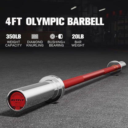 RITFIT Olympic Barbell 4ft/4.8ft/6ft - 2 Inch Weight Bar for Strength Training, Weightlifting