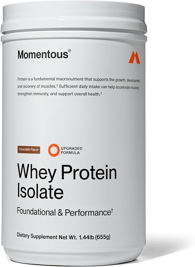 Momentous Essential Grass-Fed Whey Protein Powder - 20 g Whey Isolate Protein - NSF Certified for