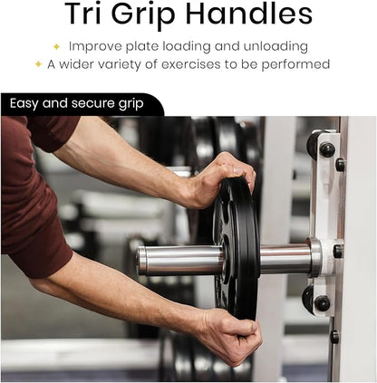 LIONSCOOL 2-Inch Rubber Olympic Grip Weight Plates for Strength Training, Weightlifting, Solid Cast