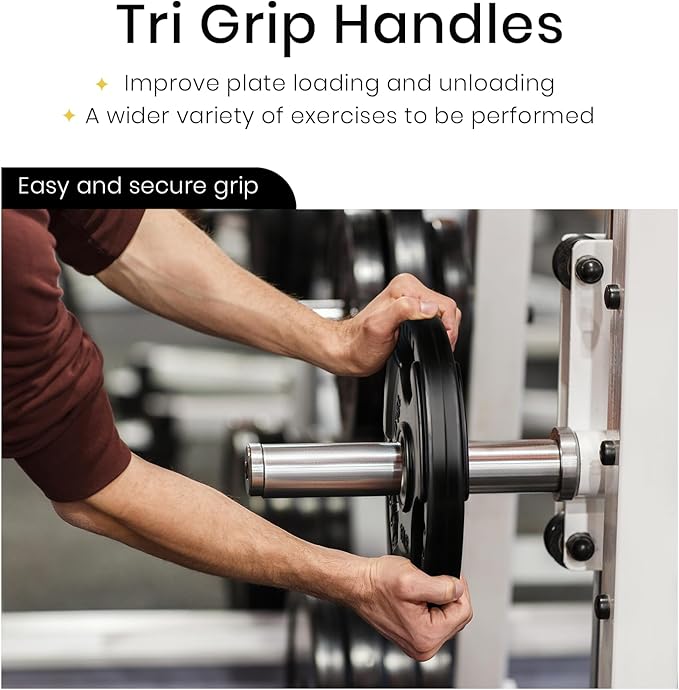 LIONSCOOL 2-Inch Rubber Olympic Grip Weight Plates for Strength Training, Weightlifting, Solid Cast