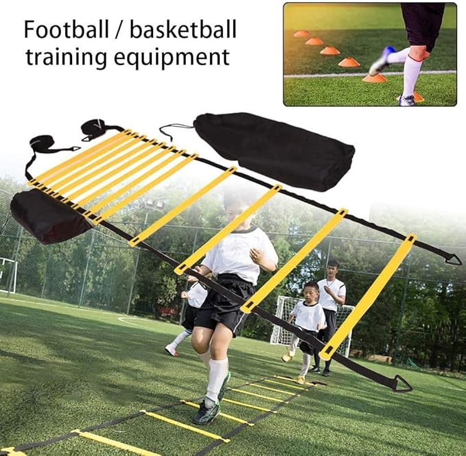 Agility Ladder, Speed Ladder, Speed Training Equipment Set, 20ft Agility Ladder, 12 Soccer Cones
