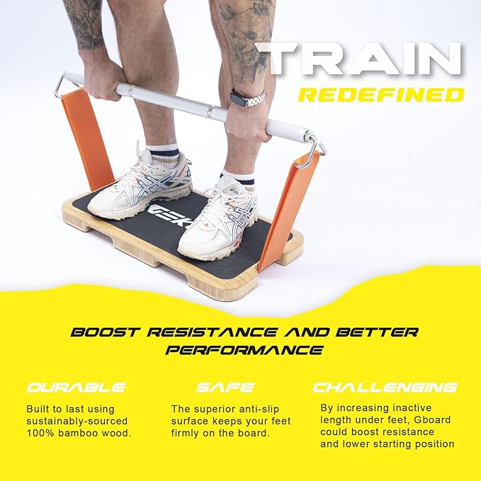 Resistance Band Workout Footplate - Wood Exercise Platform with Non-Slip Surface for Band Training
