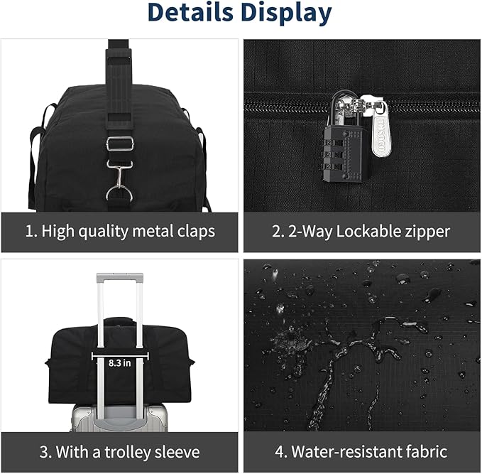 21 inch Gym Bag for Men - 40L Travel Duffel Bag Sport Duffle Bags for Weekend Overnight with Bottom