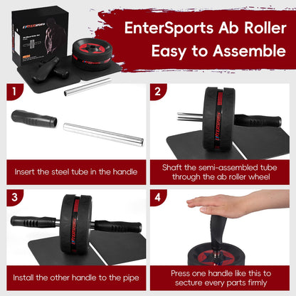 Ab Roller Wheel for Abs Workout - Abdominal Exercise Equipment with 2 Knee Pads for Home Gym, Core