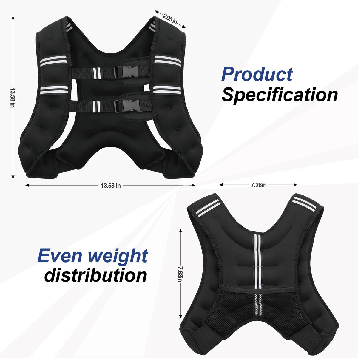 Weighted Vest with Two Adjustment Straps for Men Women, 8lbs/12lbs/16lbs/20lbs Weight Vest with