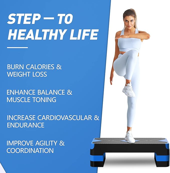 Aerobic Exercise Step, Adjustable Aerobic Stepper for Exercise, Workout Step Platform for Step Up