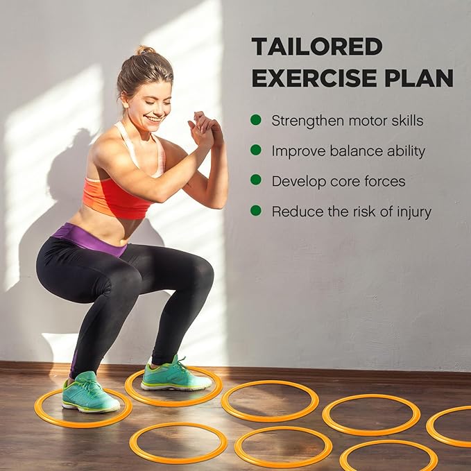 Deekin 40 Pcs Agility Rings Speed and Agility Training Rings Exercise Speed Circle Jumping Hoops