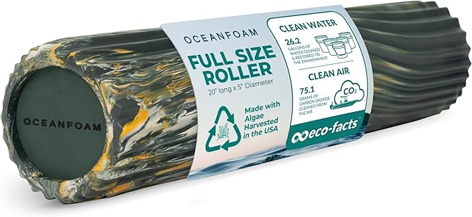 Oceanfoam Tidal Roller - Hunter, Gold & Natural Marbled - Muscle Massage Foam Roller for Back Pain