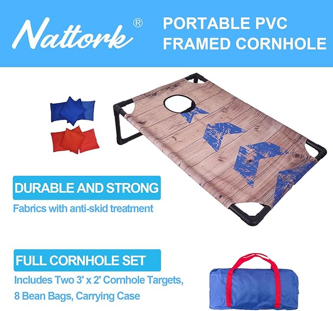 Portable Cornhole Set with 2 Collapsible Cornhole Boards, 8 Cornhole Bean Bags and Carrying Case