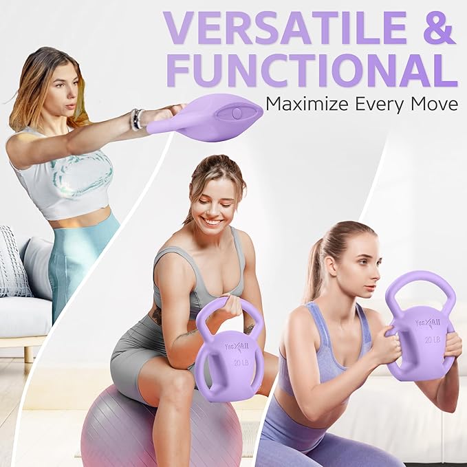 Yes4All Kettlebell, Strength Training Kettlebells for Women, Wide Multi-grip Textured Handle for