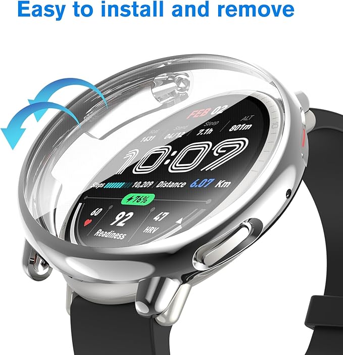 Fintie 3 Packs Screen Protector Case Compatible with Amazfit Active 2, Soft TPU Plated Bumper Full